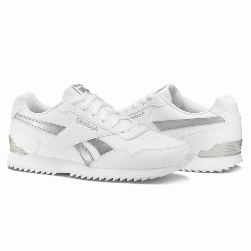 Tenisi Reebok Royal Glide Ripple Clip Dama Albi/Argintii Metal Romania ZP3120SZ